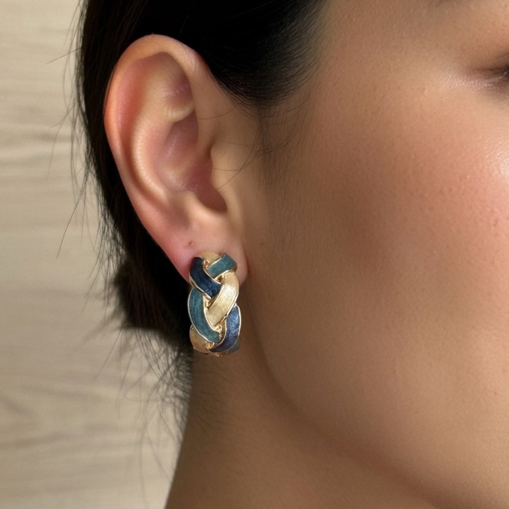 Vintage Knotted Enamel Earrings